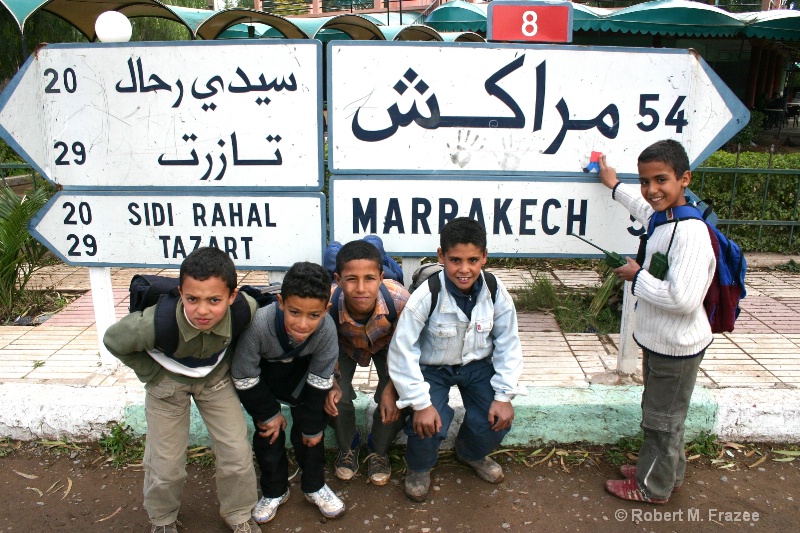 School children with Flat Stanley in Marrakich, Mo