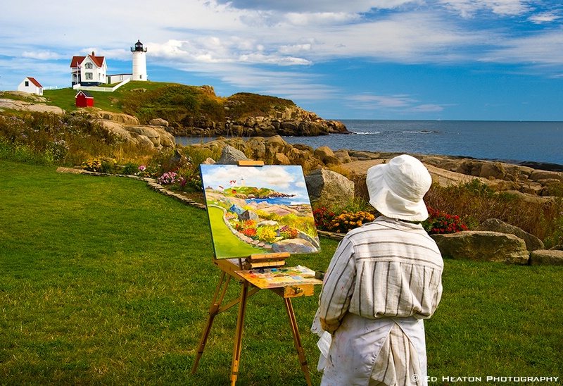 Painter at Nubble Lighthouse