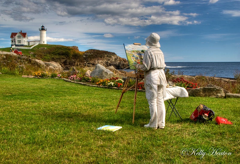 Artist Painting Lighthouse
