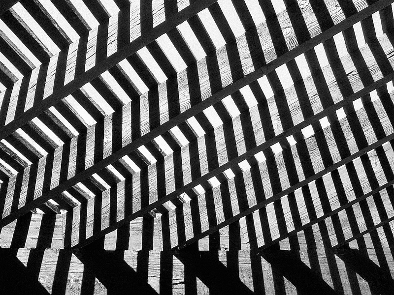 Shadow lines on roof rafters