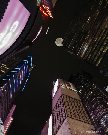 Moon over New York-Cityscape with deep DOF