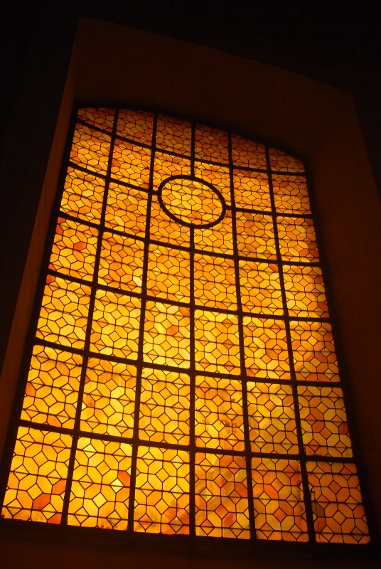 Yellow stained glass window