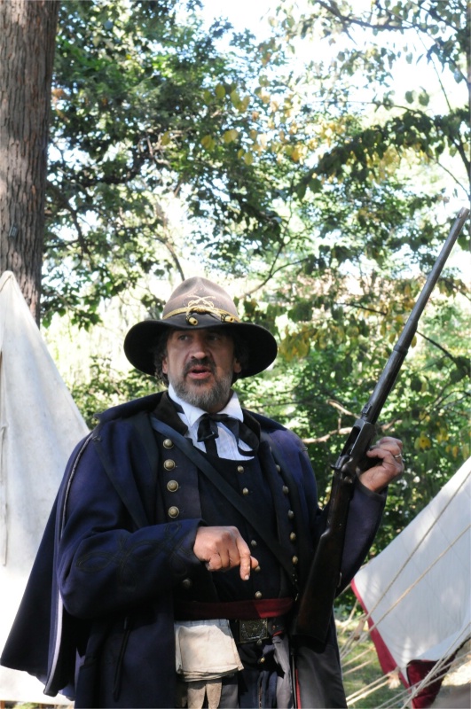 Union officer doing arms demonstration 