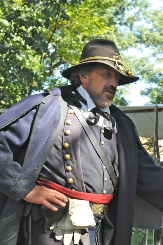 Union officer at Civil War encampment