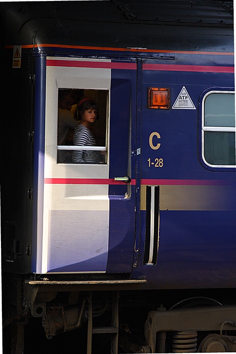 Girl on a train.