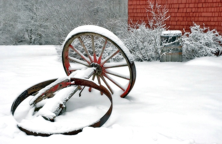 Wagon Wheels in the Snow