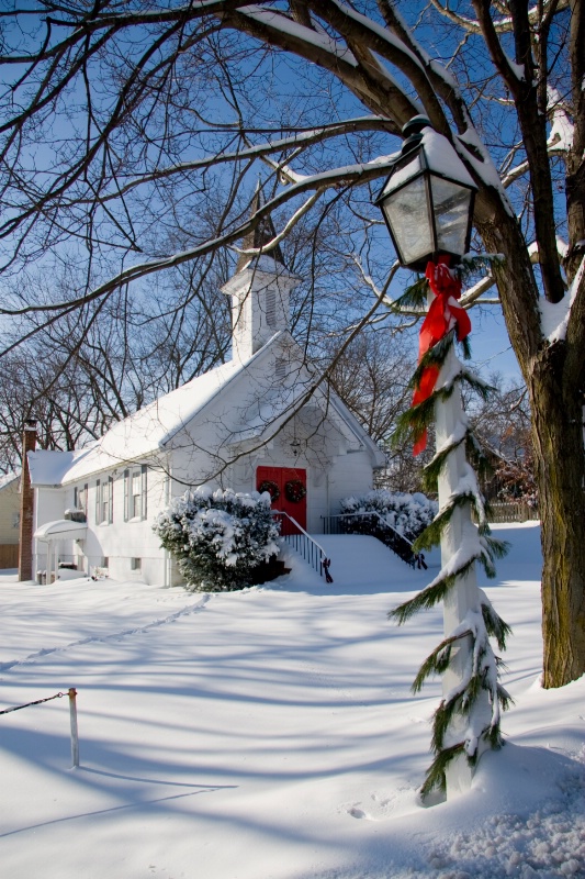 Country Church at Christmas Time