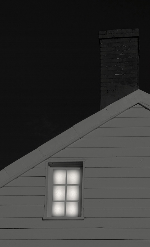 Farmhouse Window at Night