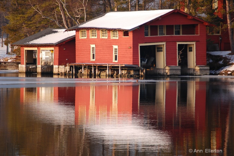 red cottage boathouse