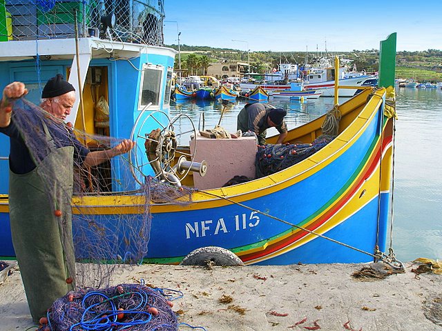 Fisherman preparing the nets