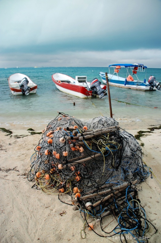Fishing net and boats