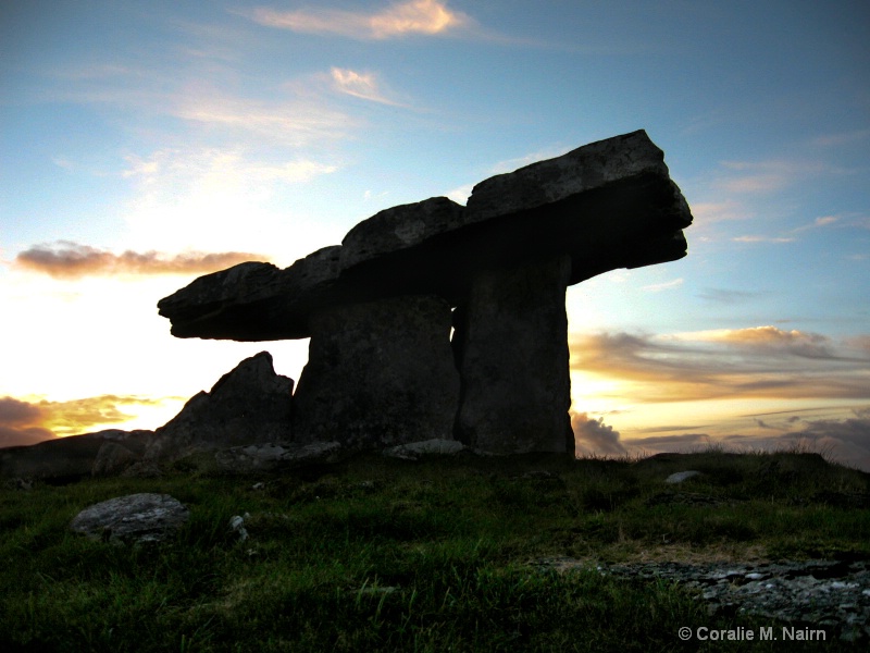 The Poulnabrone Dolmen, The Burren, Ireland.  Sun 