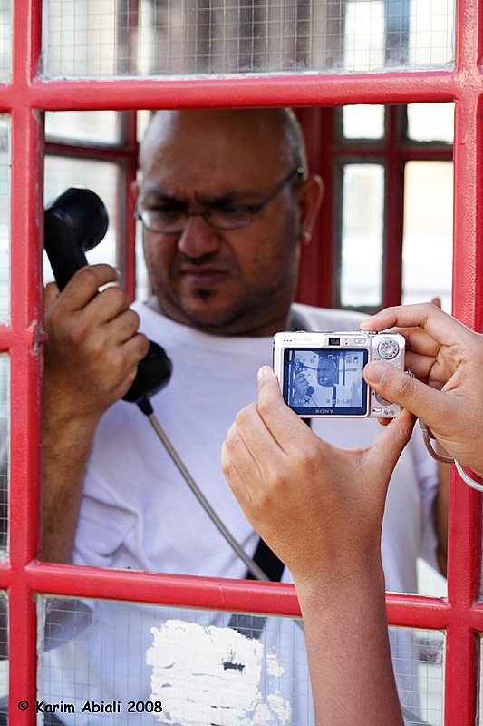 In the phone booth