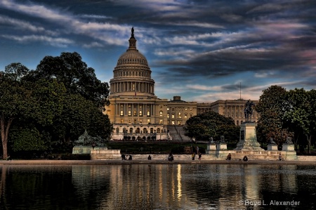 The U.S. Capitol at twilight..