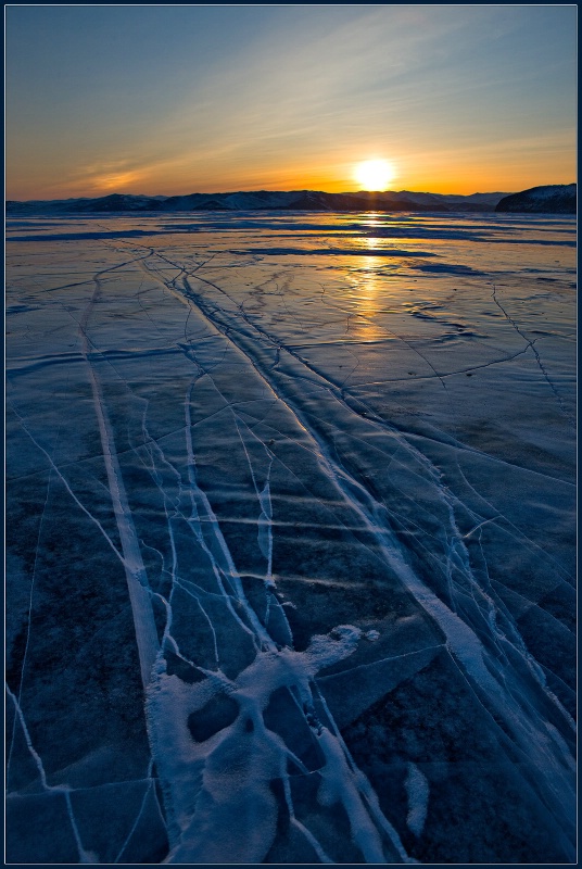 Sunrise on the winter Baikal