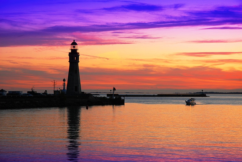 Buffalo Lighthouse At Sunset