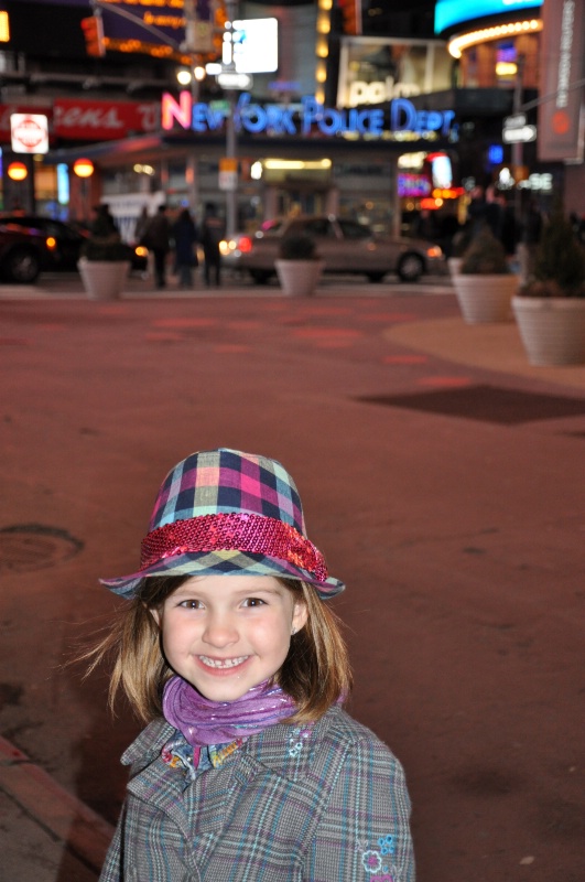 Maggie in front of NYPD