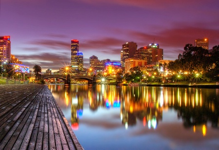 Melbourne Lights on the Yarra River