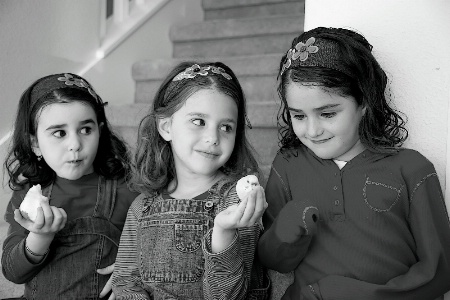 Three Little Girls and a Bird