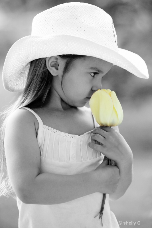 a girl and her tulip