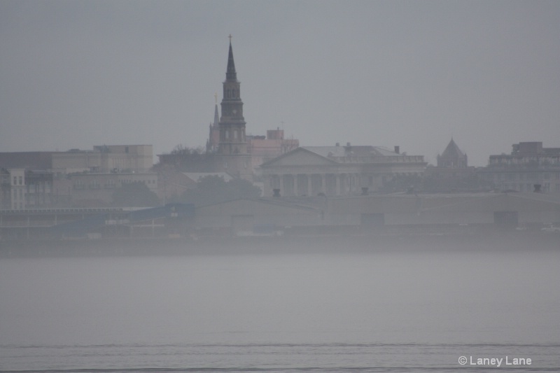 Charleston blanketed with fog