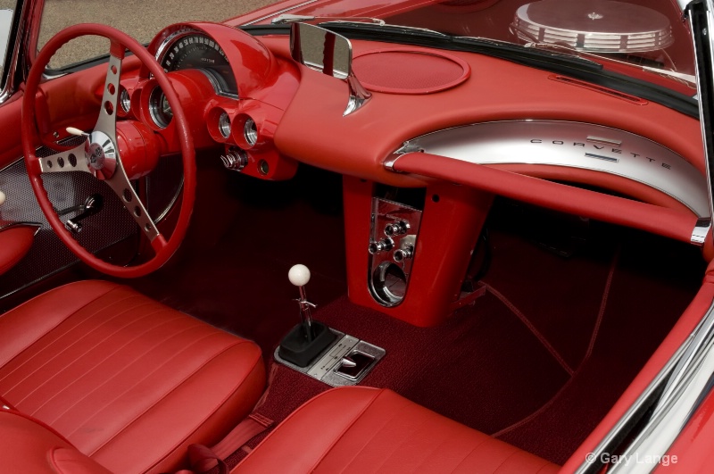 1960 classic Red Corvette interior