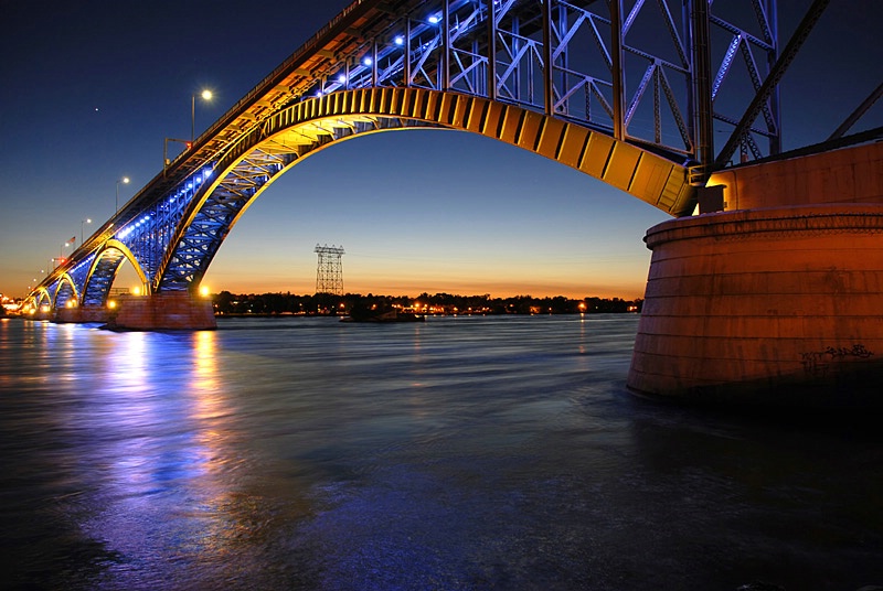 Buffalo Peace Bridge - Blue and Gold