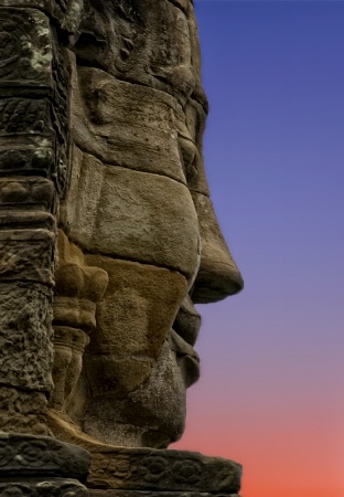 Ankor Wat Stone Face, Cambodia