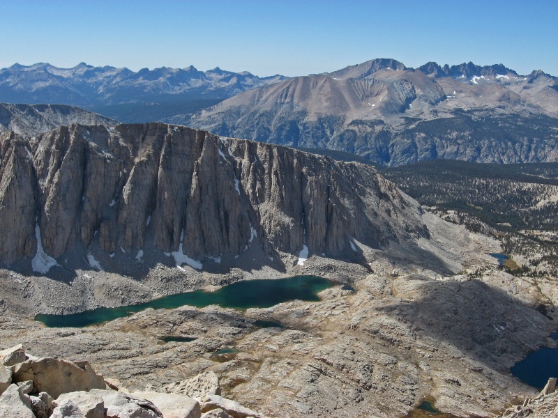 View looking north from summit trail to Mt Whitney