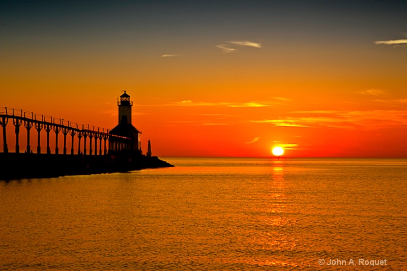 Michigan City Lighthouse Sunset - ID: 10501581 © John A. Roquet