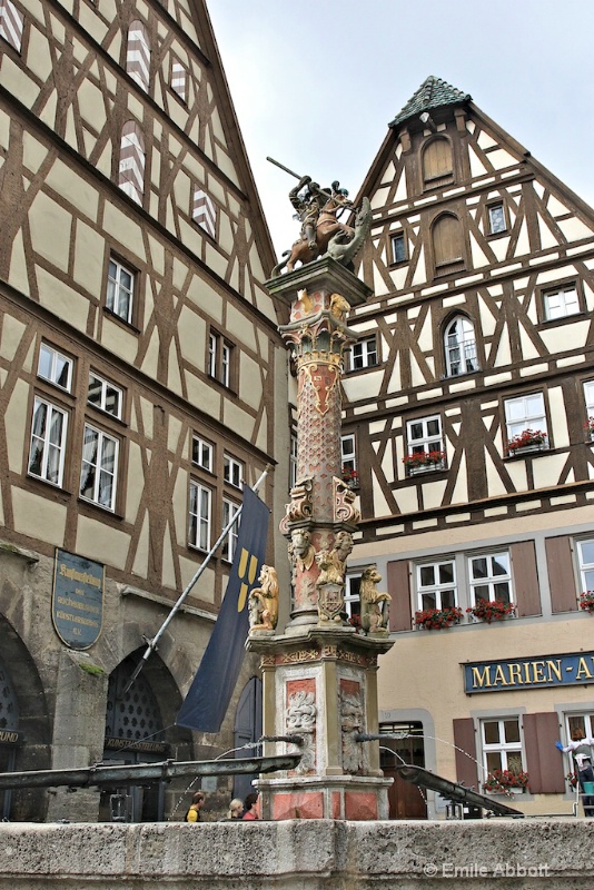 Half Timbered Houses and St George Fountain