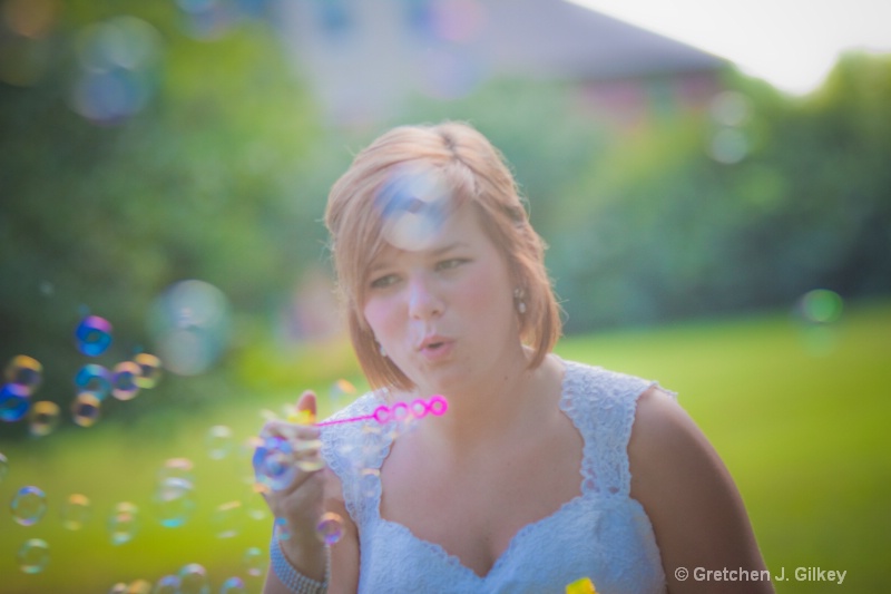 Bubble blowing Bride