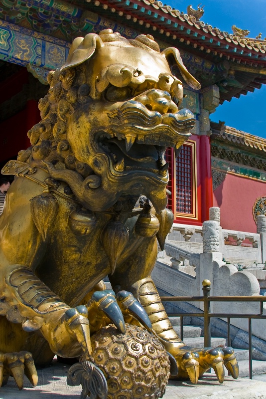 Lion guarding the Forbidden City.....