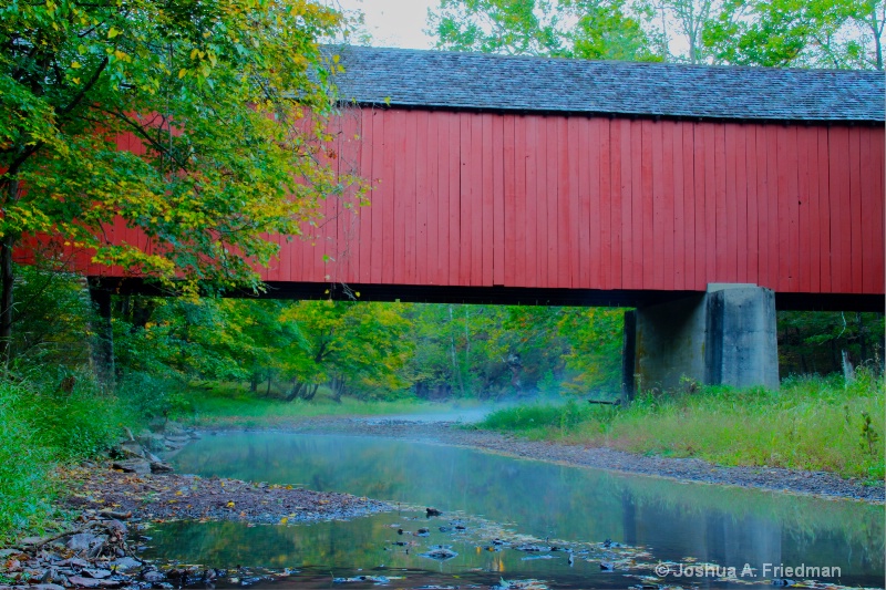 Morning Mist -Frankenfield Covered Bridge