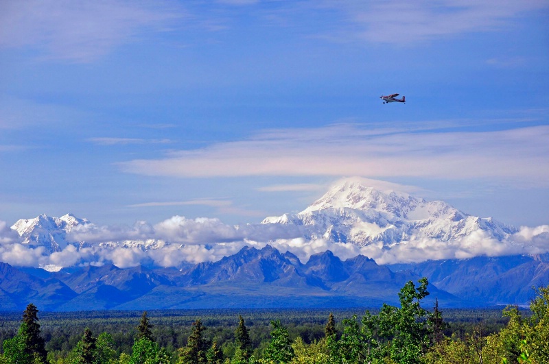 Small Plane over Mt. McKinley (Denali)