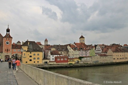 Regensburg, city wall, gate, tower & town hall