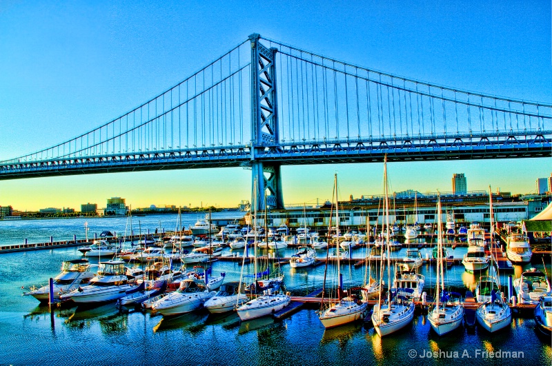 Ben Franklin Bridge & Marina, Early Morning