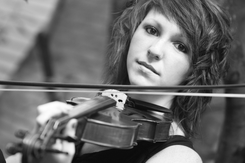 Girl with violin b/w