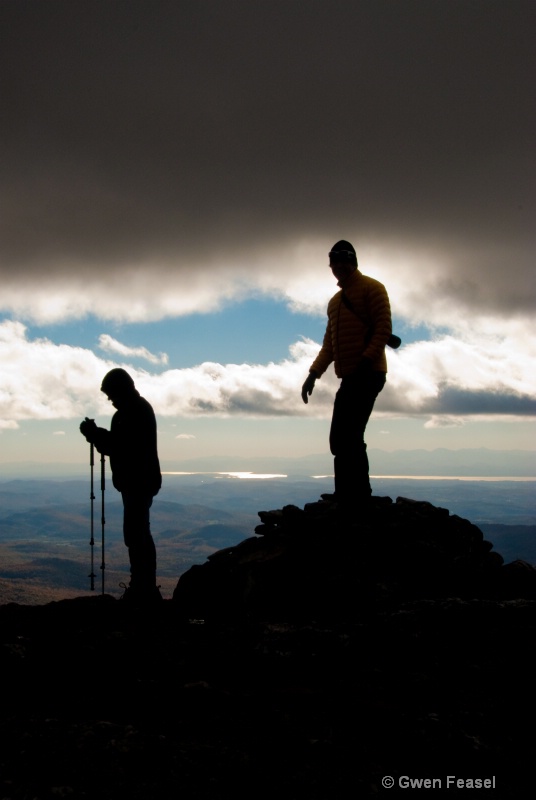 Mountain Top Hikers Silhouette