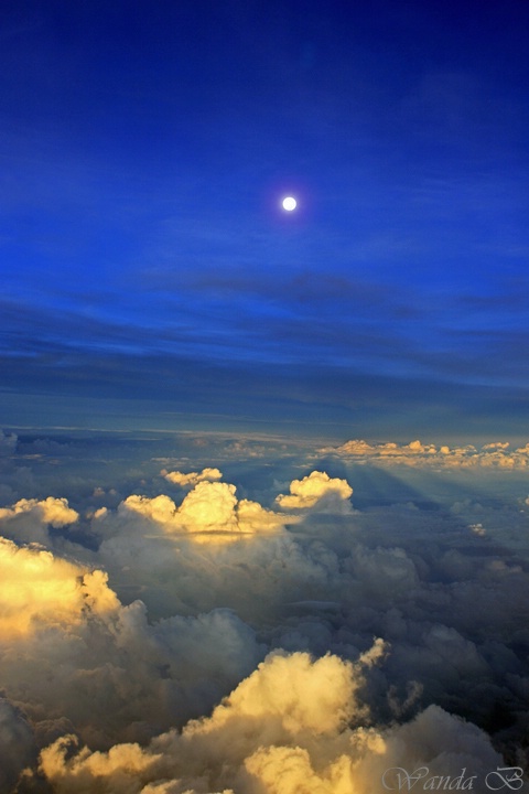 Moon & Clouds at Sunset