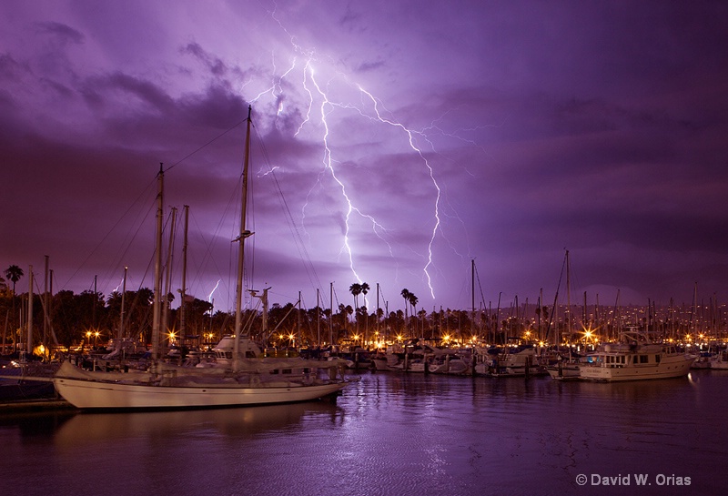 Lightning Behind Santa Barbara Harbor