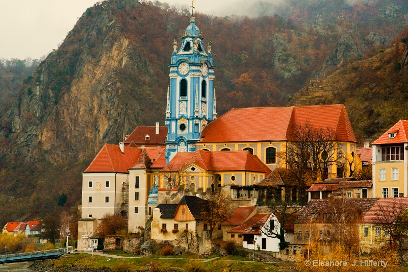 Durstein Blue Church on Danube River in Austria
