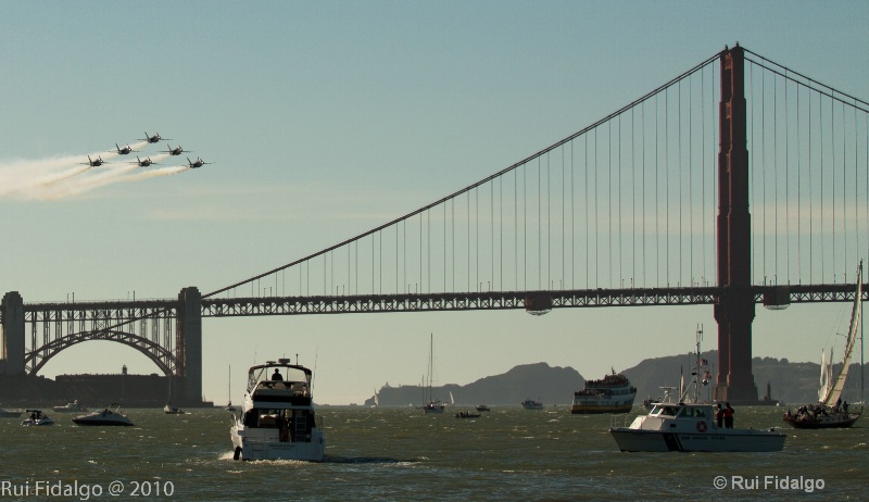 Fly By over San Francisco Bridge