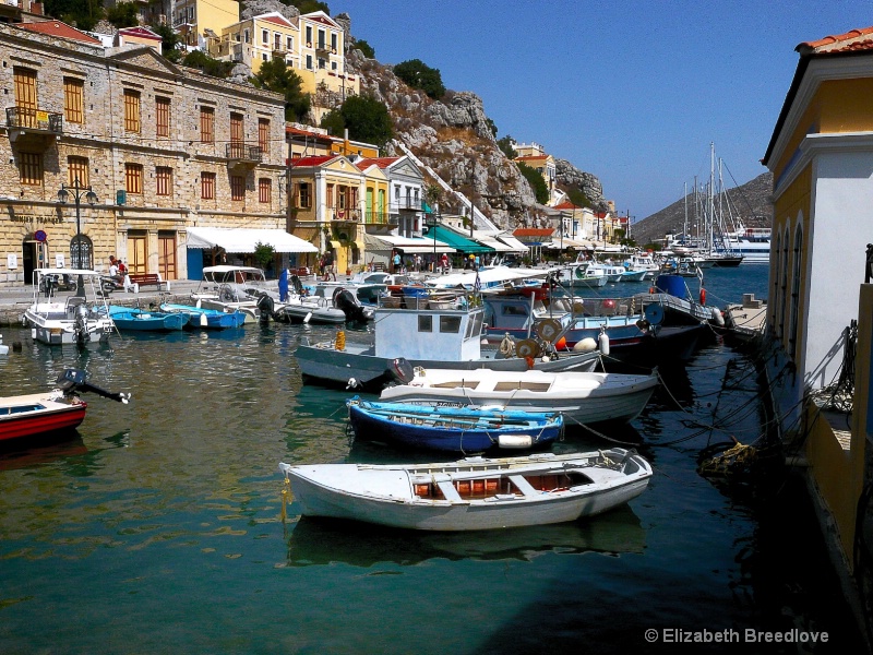 Symi Harbor Surrounded by Neoclassical Houses