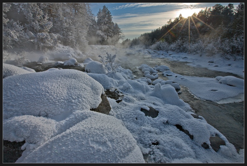 Mountain River in Winter