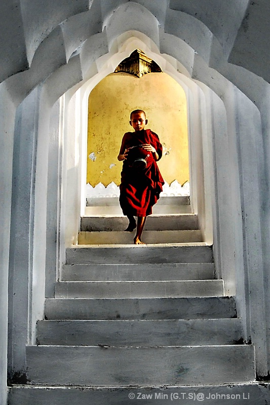 monk in lines