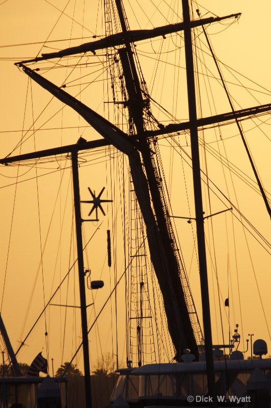 Tall Ship And Golden Sky.