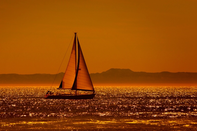 Golden sailboat