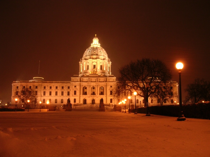 Minnesota State Capitol In Snowstorm