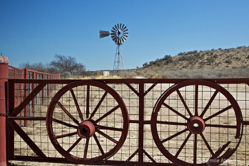 Broken Wagon Wheels and Windmill - ID: 11444134 © Emile Abbott